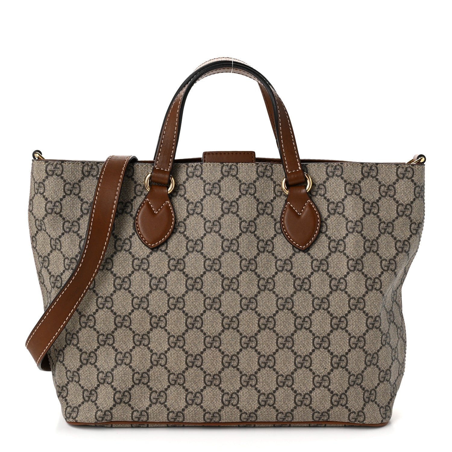 Gucci Soft GG Supreme Monogram Small Crossbody Tote Beige Cuir