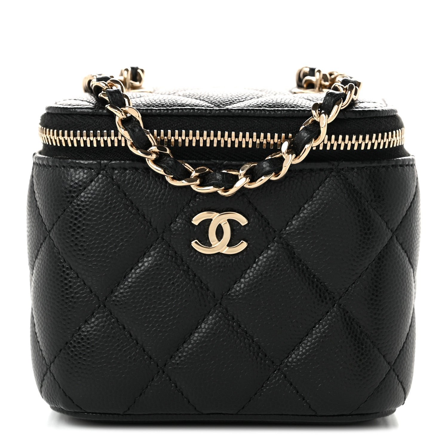 Chanel Caviar Quilted Mini Vanity Case With Chain Black