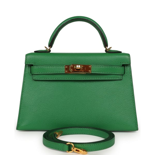 Pre-owned Hermes Kelly Sellier 20 Bambou Chevre Mysore Gold Hardware