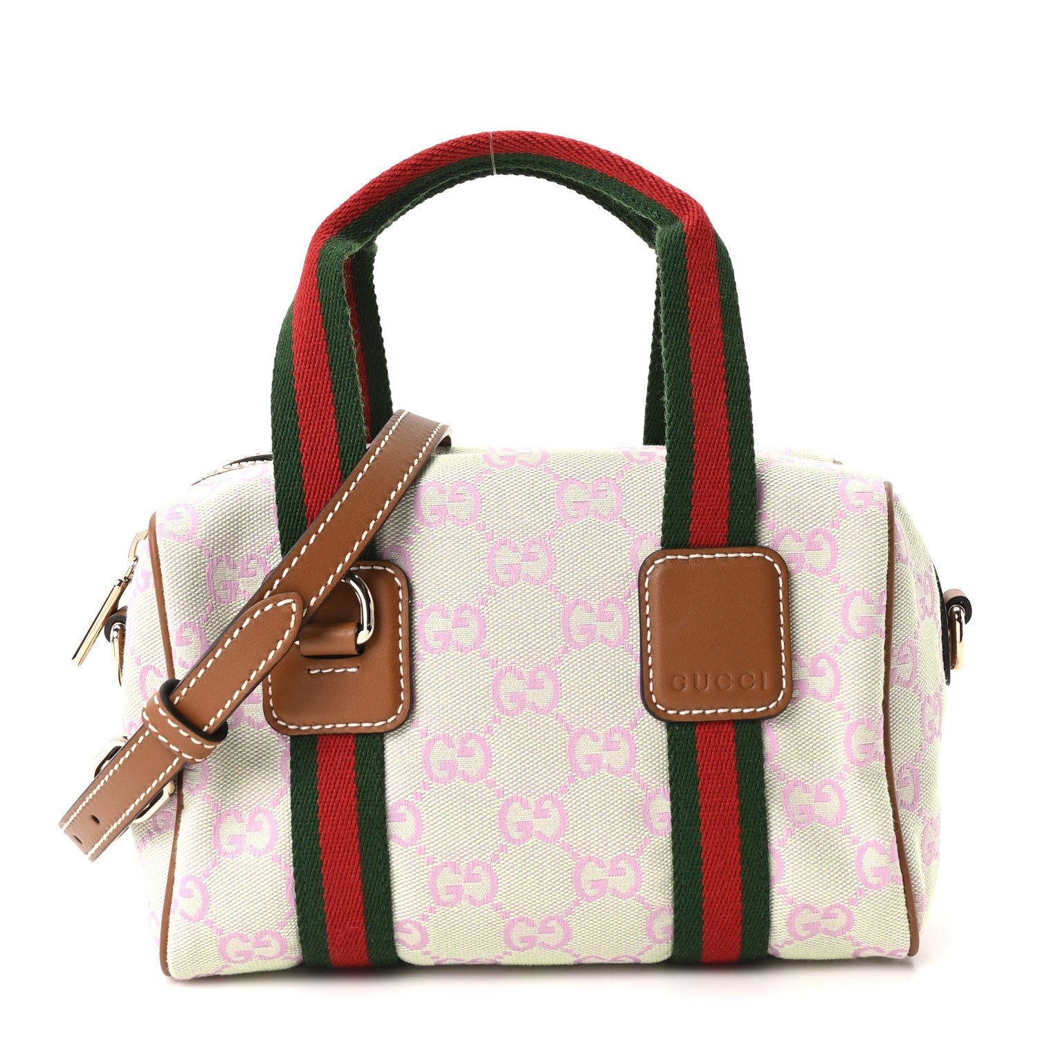 Gucci GG Supreme Web Mini GG Top Handle Bag Green Pink