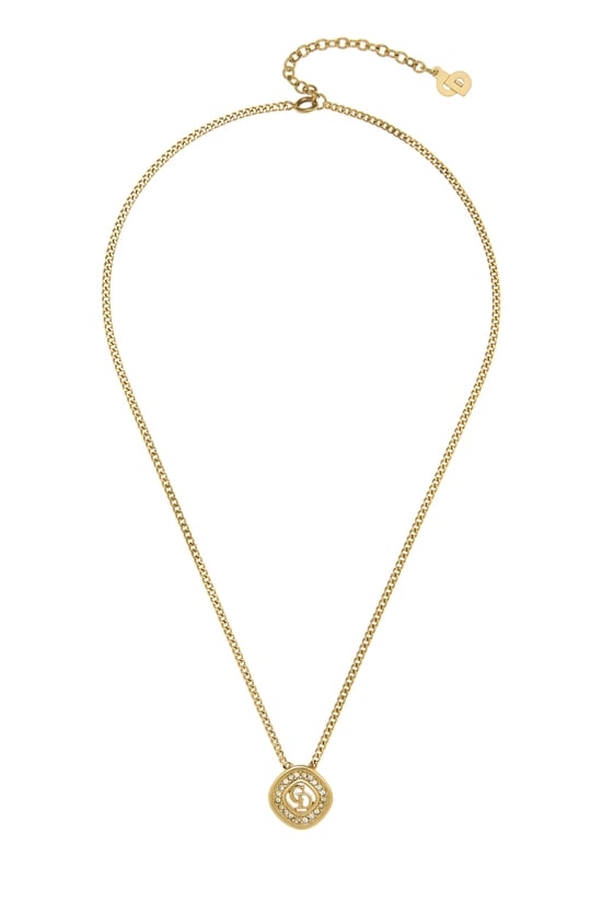Gold Crystal 'CD' Necklace