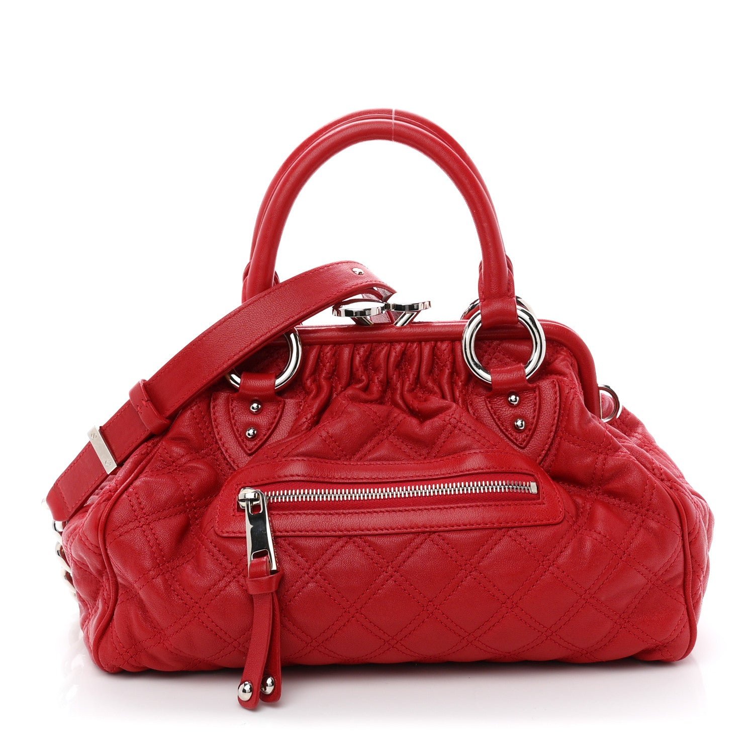 Marc Jacobs Calfskin Quilted Leather Stam Bag Red