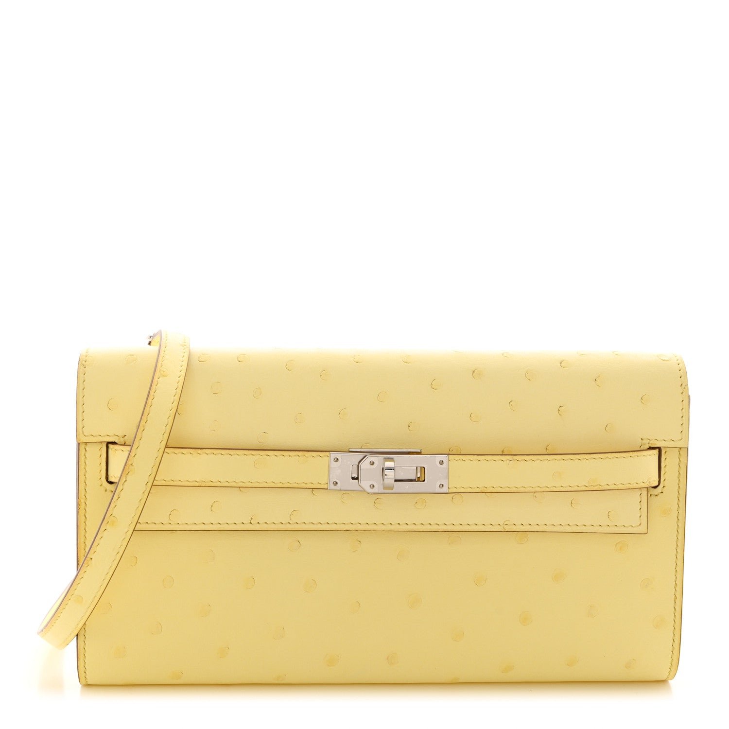 Hermes Ostrich Kelly Wallet To Go Limoncello