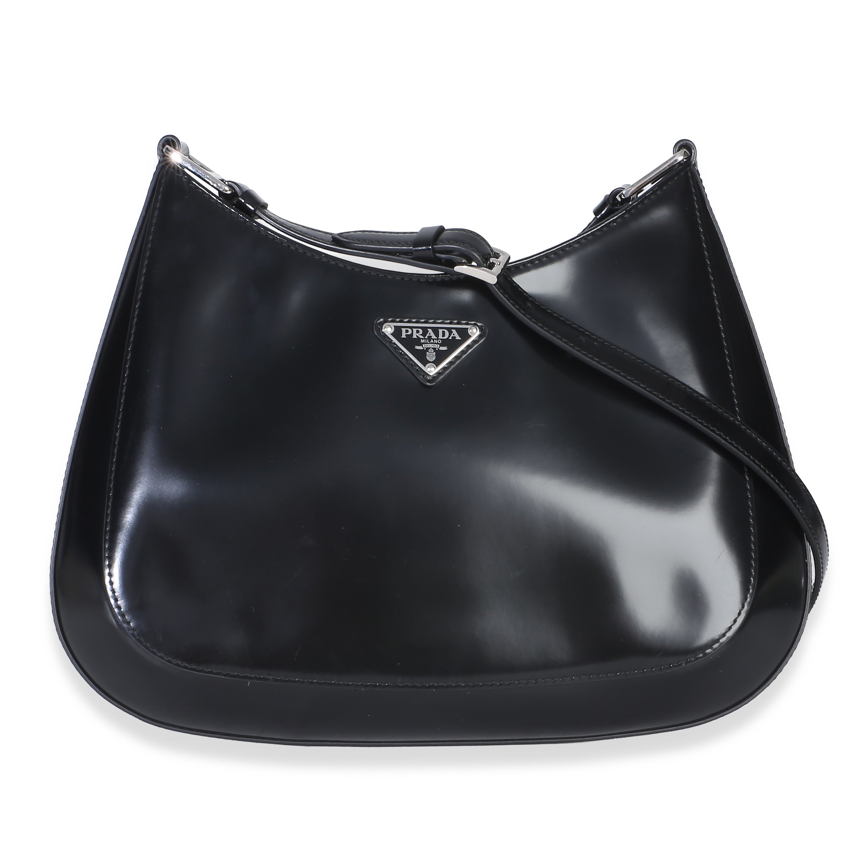 Black Spazzolato Large Cleo Shoulder Bag