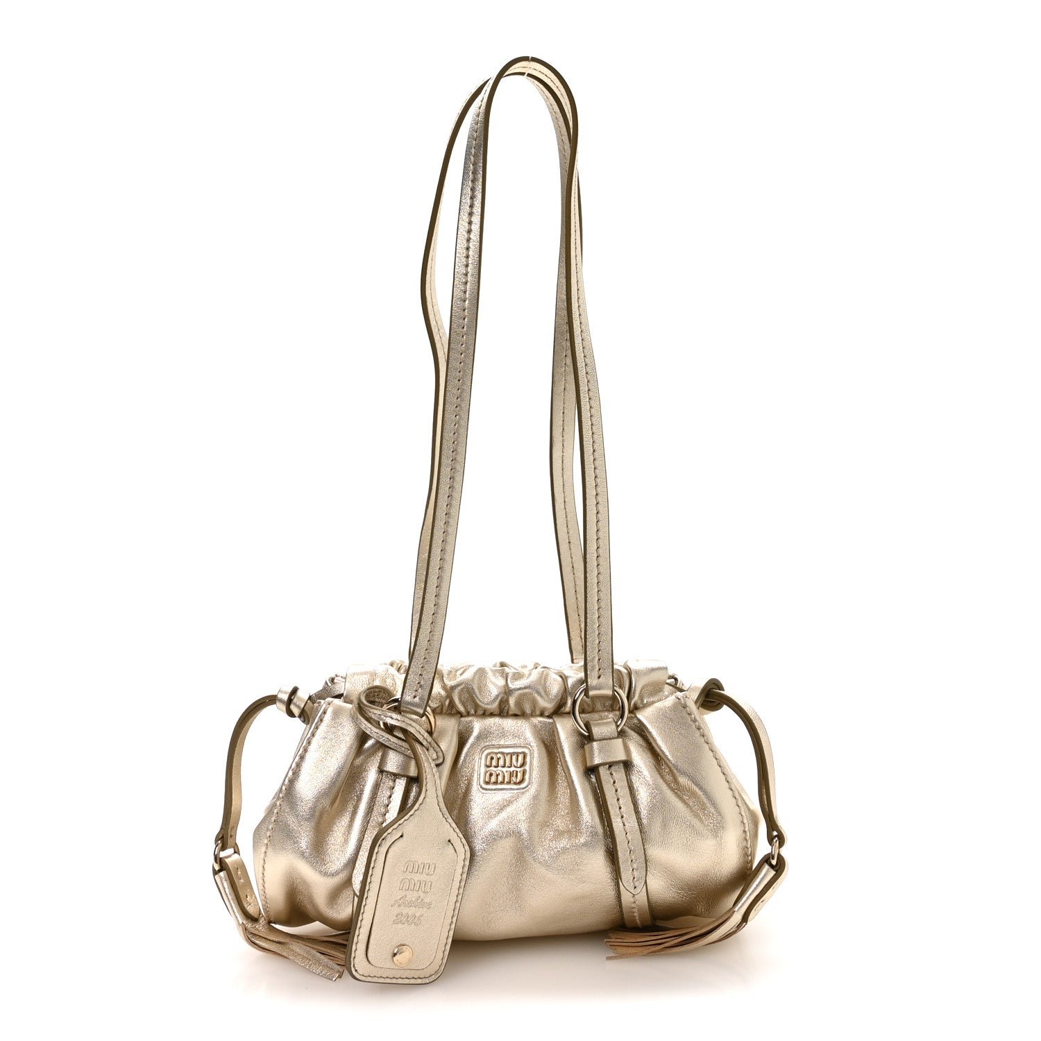 Miu Miu Metallic Nappa Mini Joie Shoulder Bag Pirite