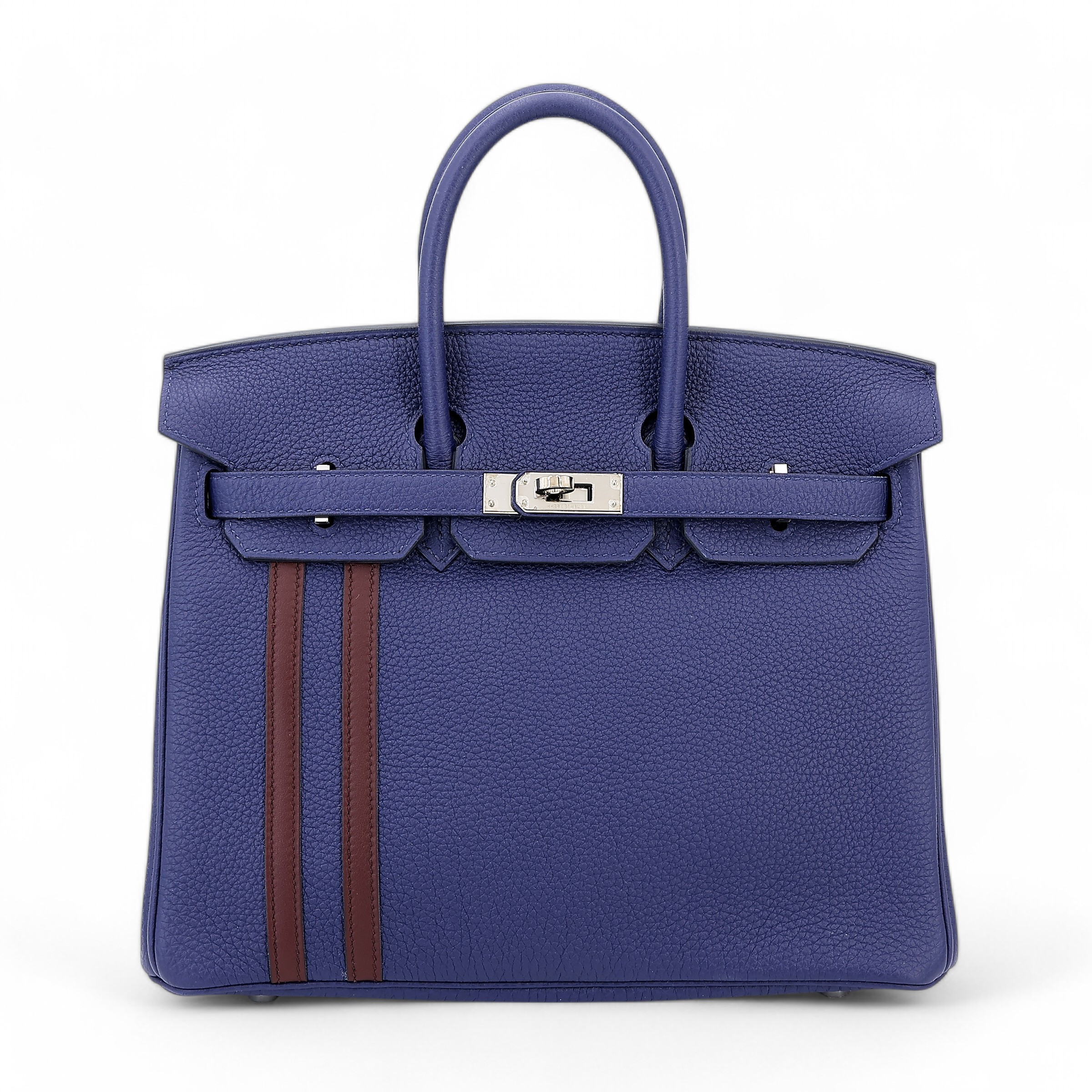 Hermes Excellent ( Rank SA ) HERMÈS Birkin 25 Officer Bleu Encre (M3) Bordeaux (57) Togo Palladium hardware C (2018)