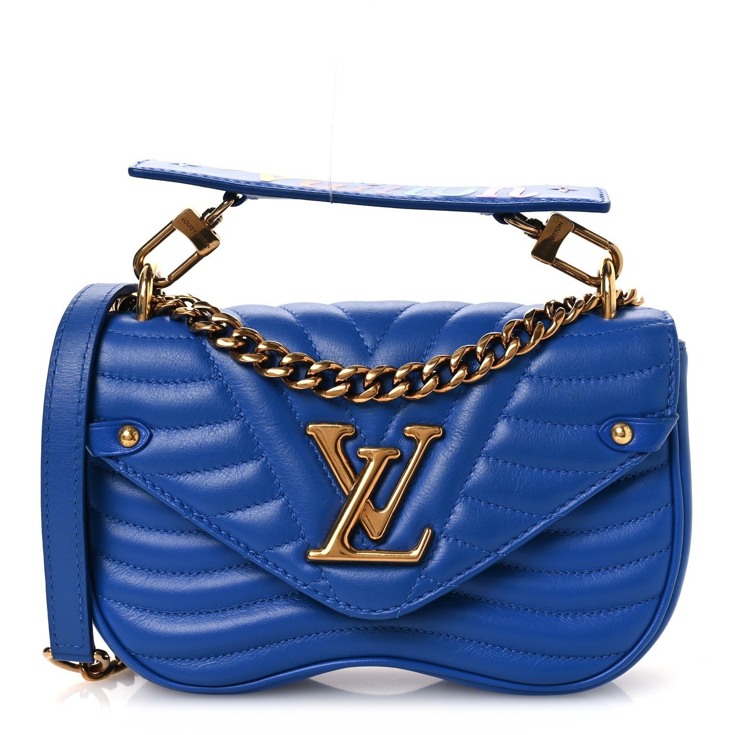 Calfskin New Wave Chain PM Blue Neon