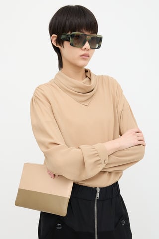 2012 Leather Two Tone Clutch Bag
