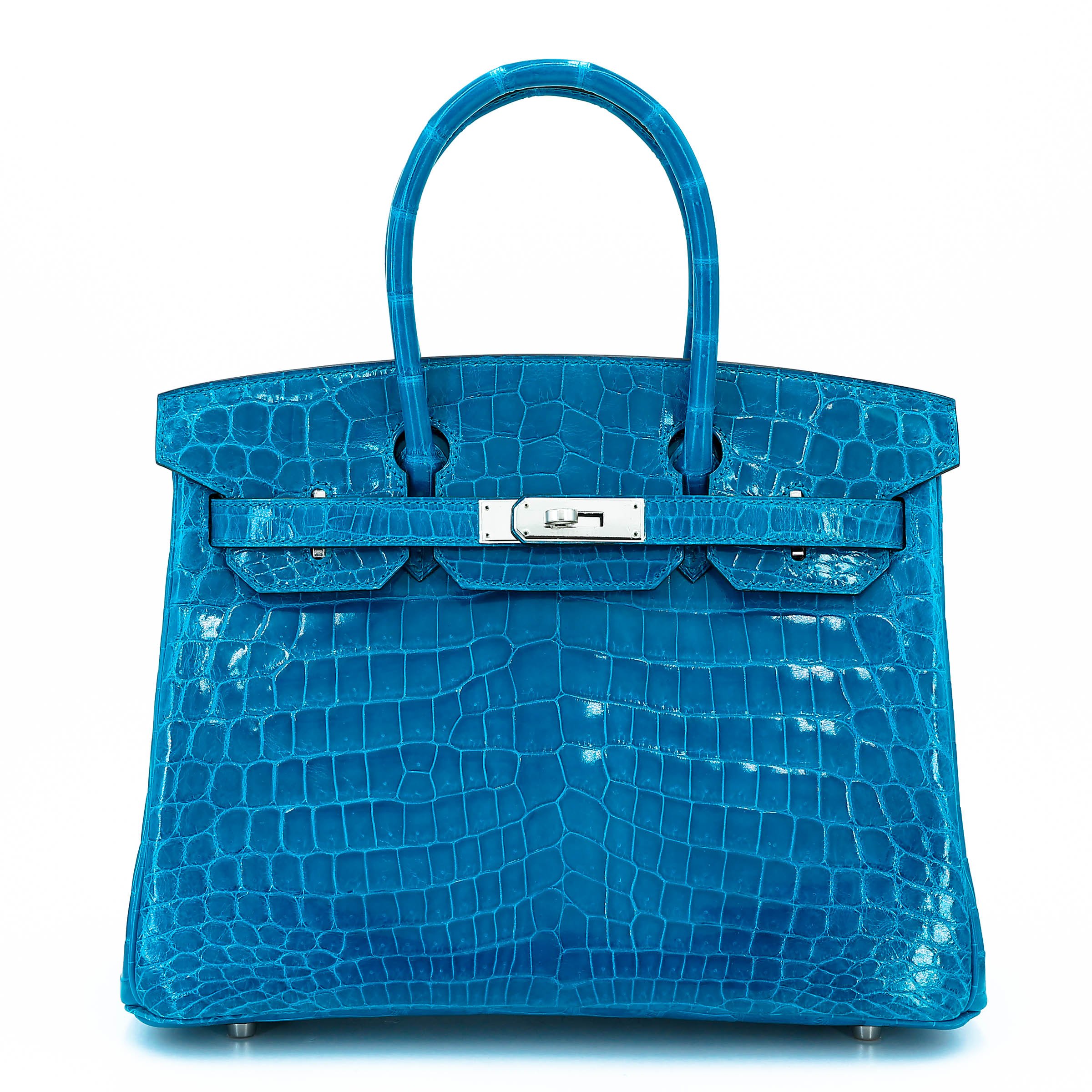 Unused ( Rank NS ) HERMÈS Birkin 30 Bleu Izmir (7W) Shiny Niloticus Crocodile Palladium hardware T (2015)