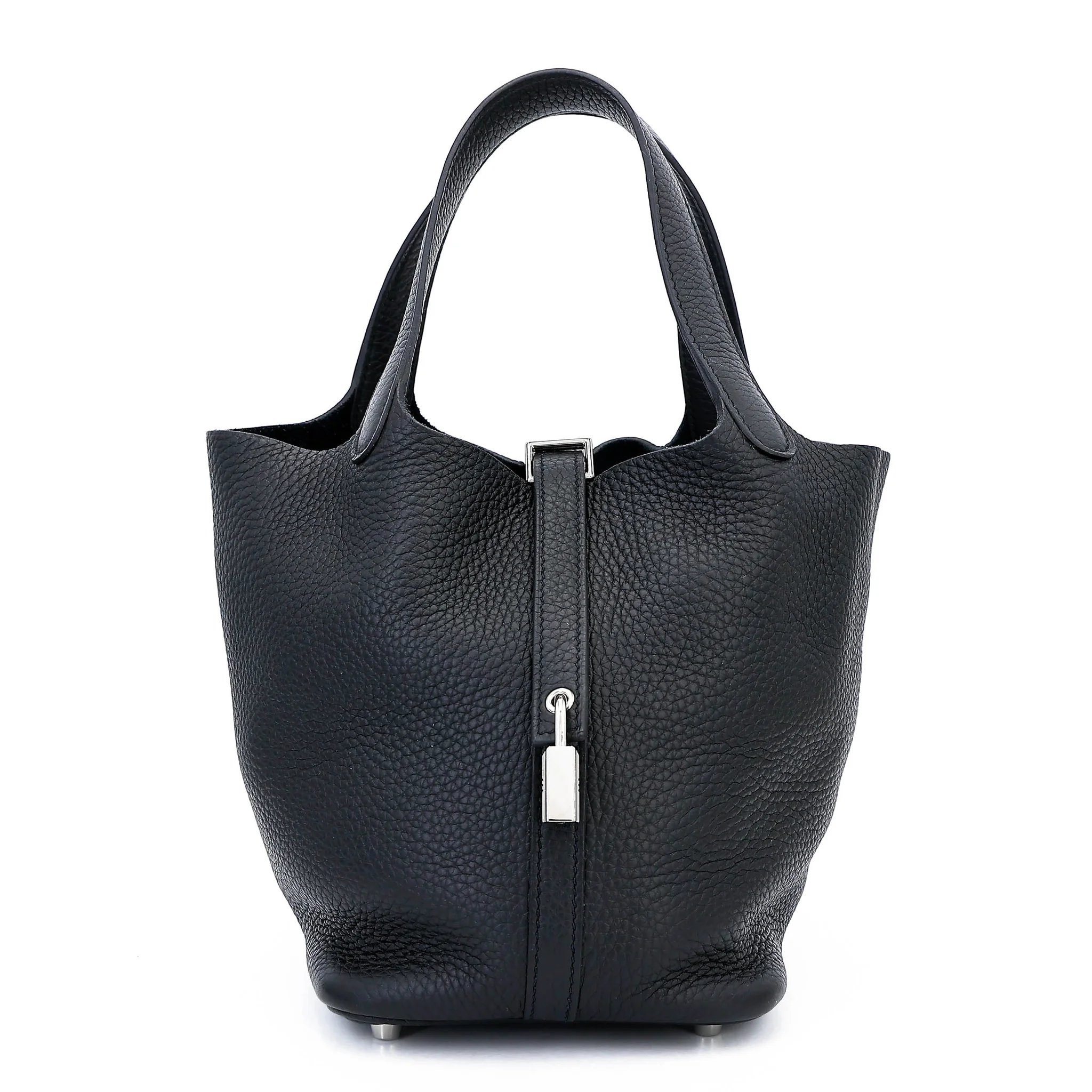 Very Good ( Rank A) HERMÈS Picotin Lock PM Noir (89) Clemence Palladium hardware Z (2021)