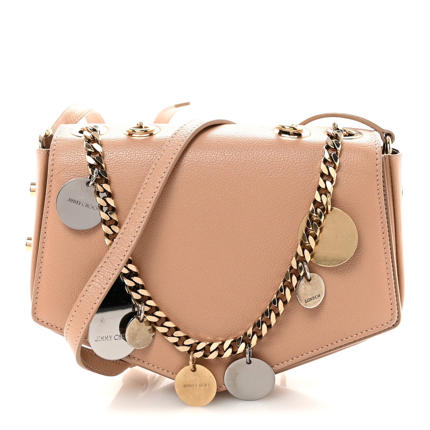 Jimmy Choo Soft Grained Goatskin Arrow Crossbody Bag With Chain Ballet Pink