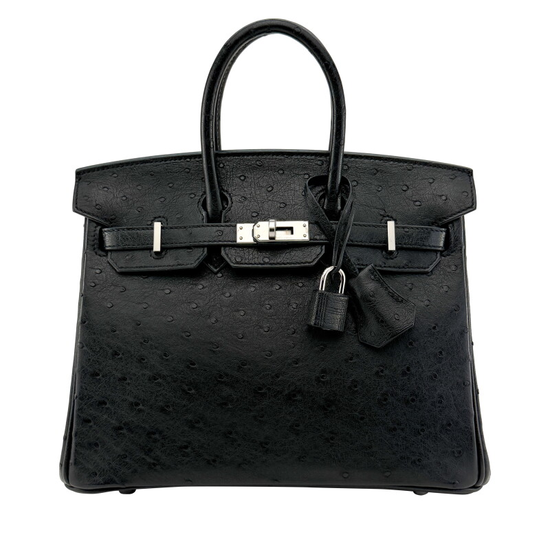 Black Ostrich Birkin 25 Palladium Hardware, 2024