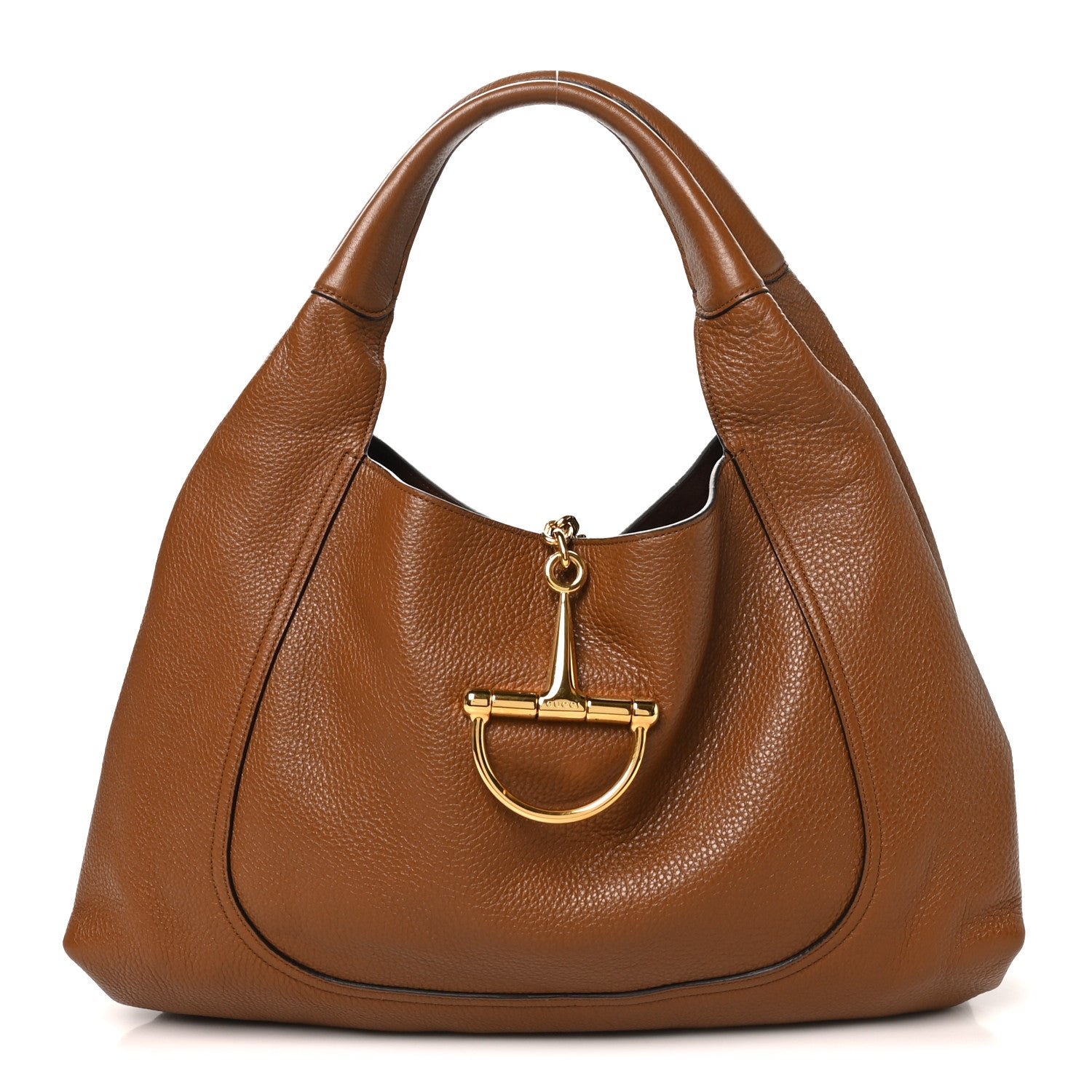 Gucci Grained Calfskin Softbit Maxi Shoulder Bag Brown