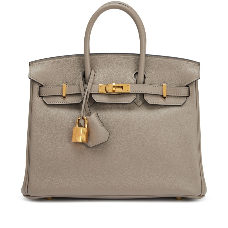 Hermes Gris Asphalt Novillo Birkin 25 Gold Hardware, 2020