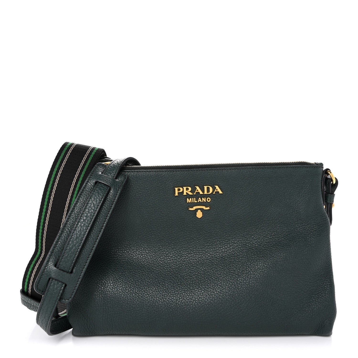 Prada Vitello Phenix Zip Crossbody Bag Smeraldo
