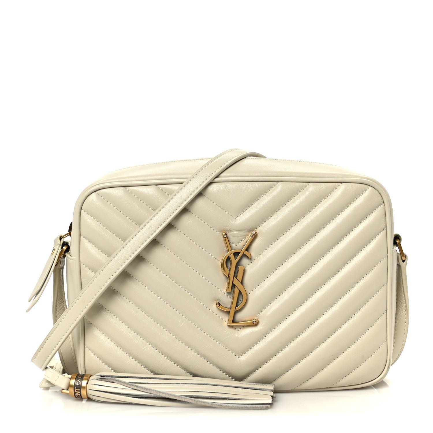 Saint Laurent Calfskin Matelasse Monogram Lou Camera Bag Crema Soft
