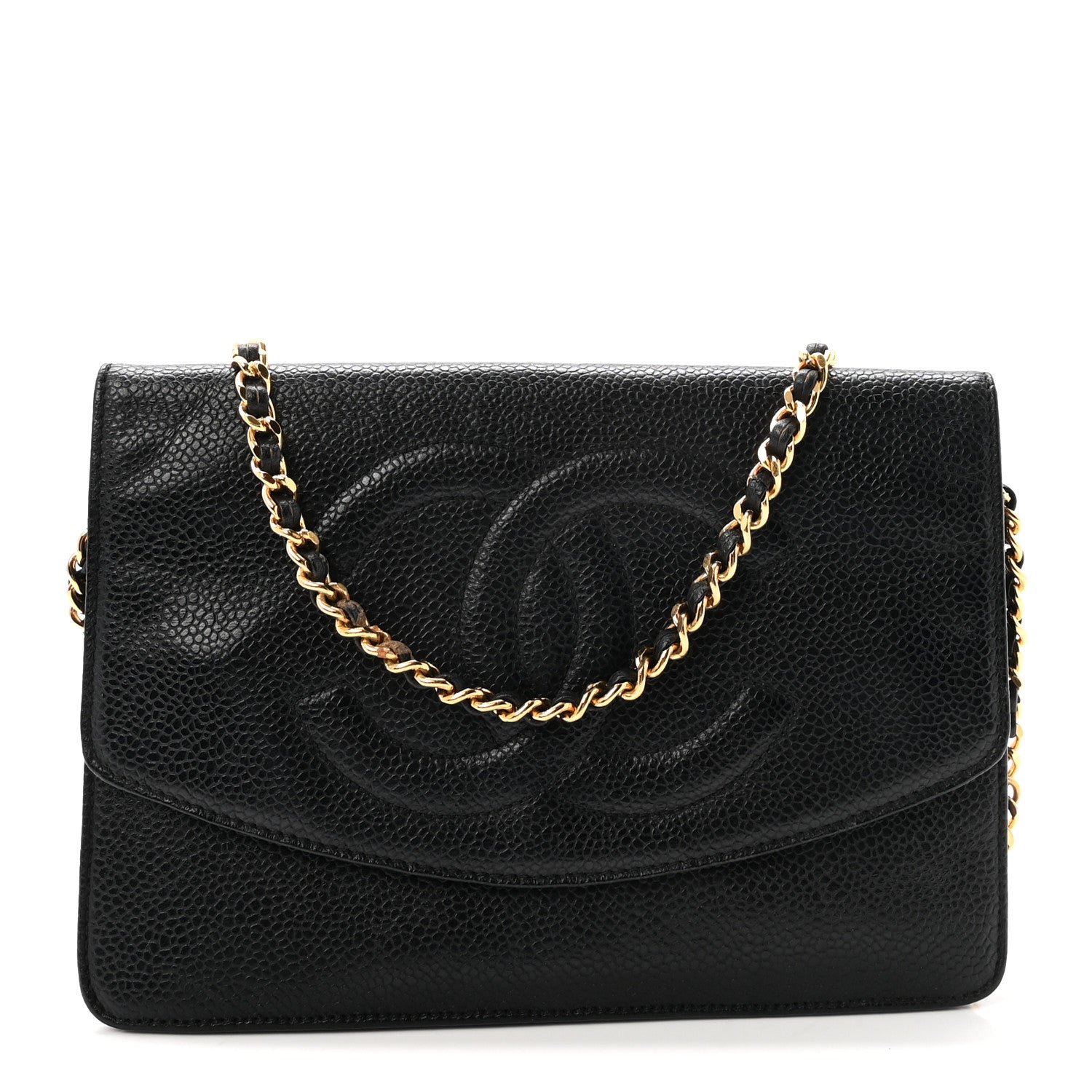Chanel Caviar Timeless CC Wallet On Chain WOC Black
