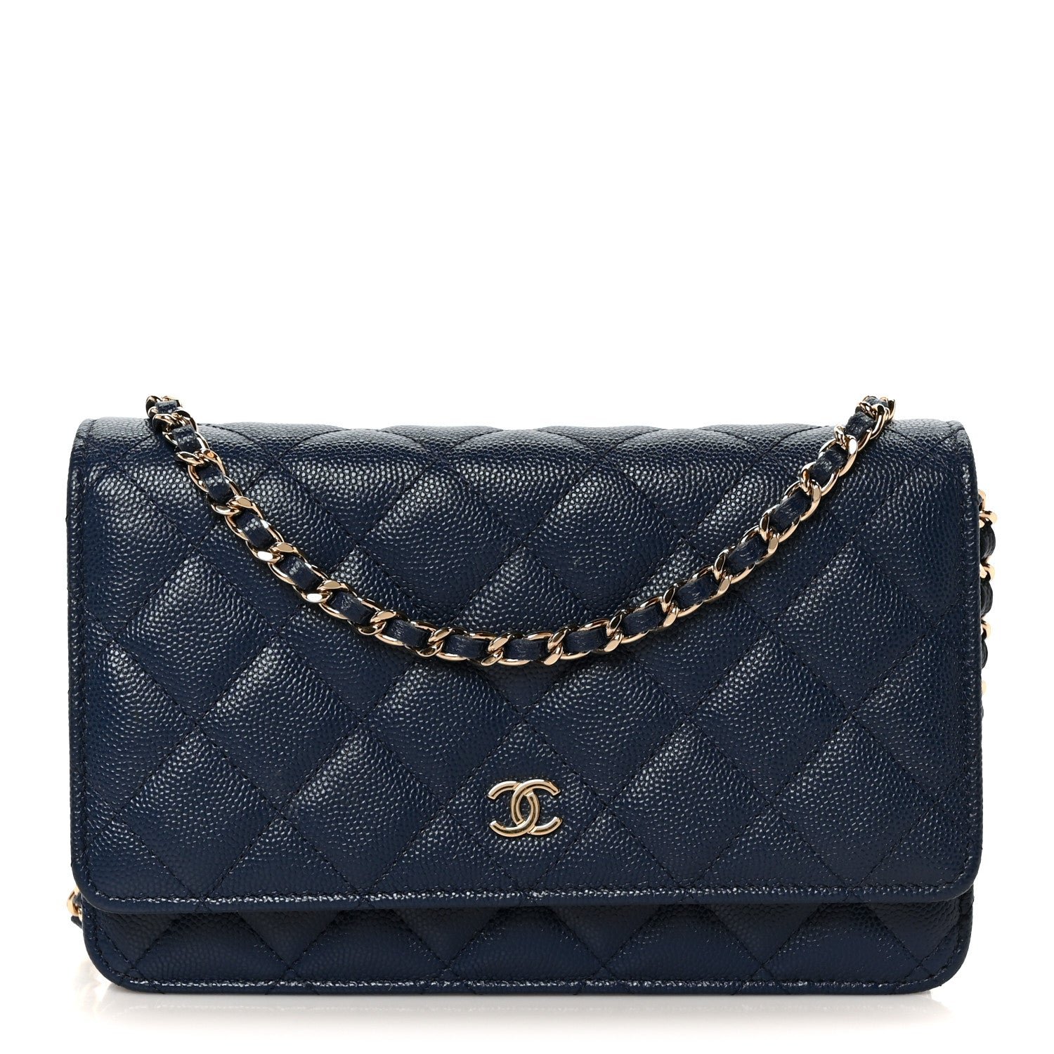 Chanel Caviar Quilted Wallet on Chain WOC Navy Blue