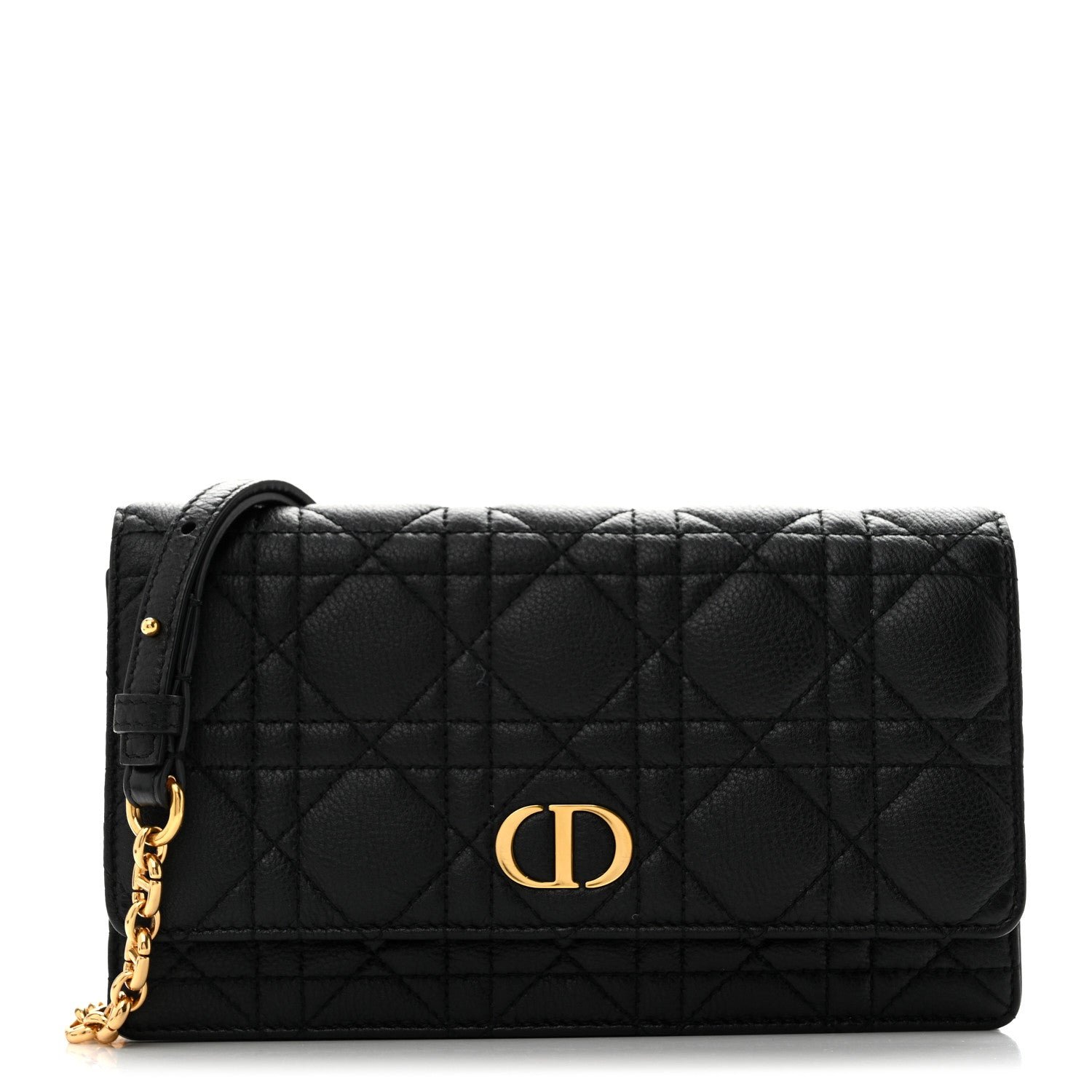 Dior Christian Dior Supple Calfskin Caro Pouch with Chain Black