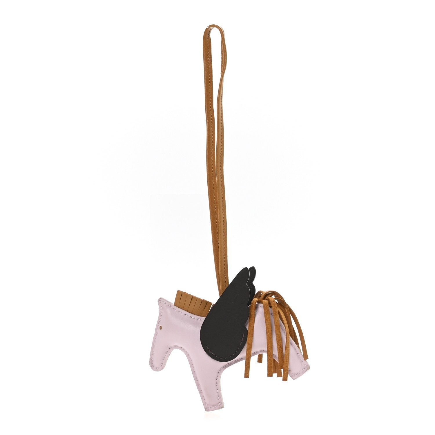 Hermes Milo Lambskin Grigri Rodeo Pegase Horse Bag Charm PM Mauve Pale Sesame Ebene