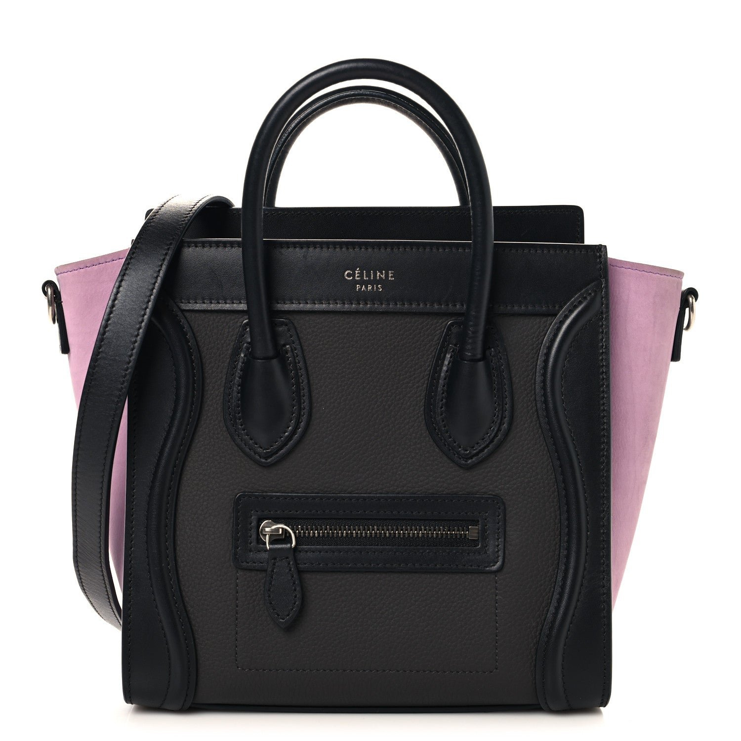 Celine Baby Grained Calfskin Nubuck Tri-color Nano Luggage Anthracite