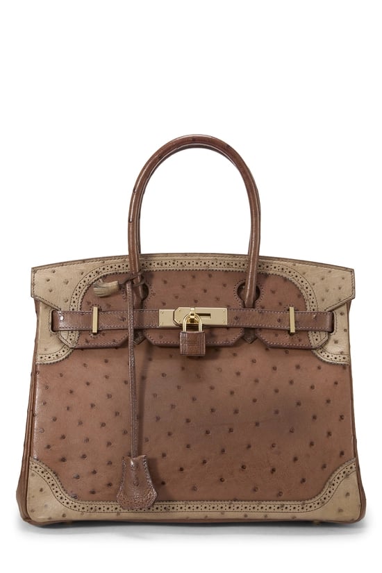 Hermes Mousse, Marron Fonce, Etrusque Ostrich Birkin 35