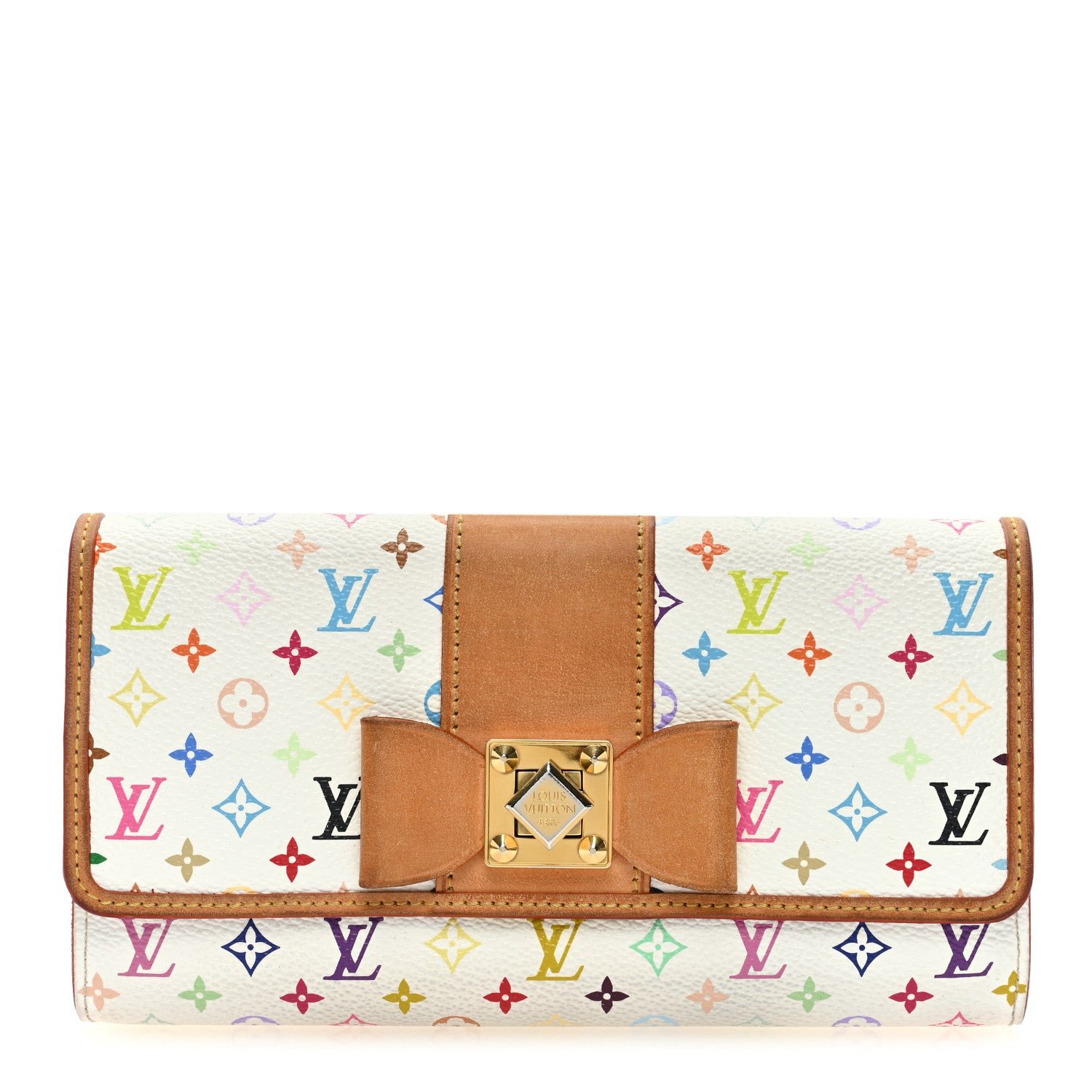 Louis Vuitton Monogram Multicolor Sarah Noeud Wallet White Litchi