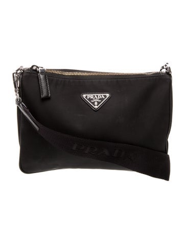 Prada Enameled Metal Triangle Crossbody Bag