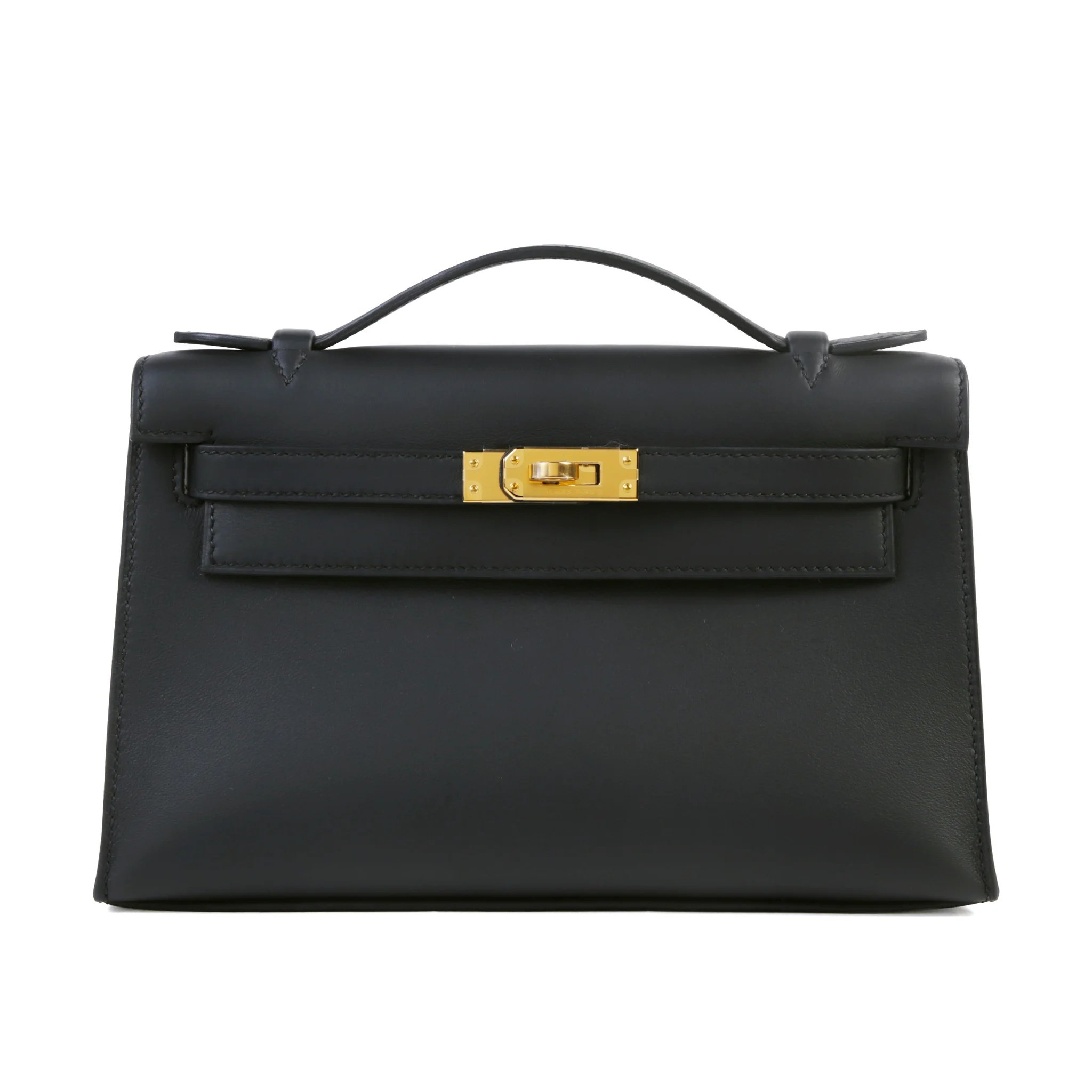 Brand New ( Rank N ) HERMÈS Kelly Pochette Noir (89) Swift Gold hardware G (2026)