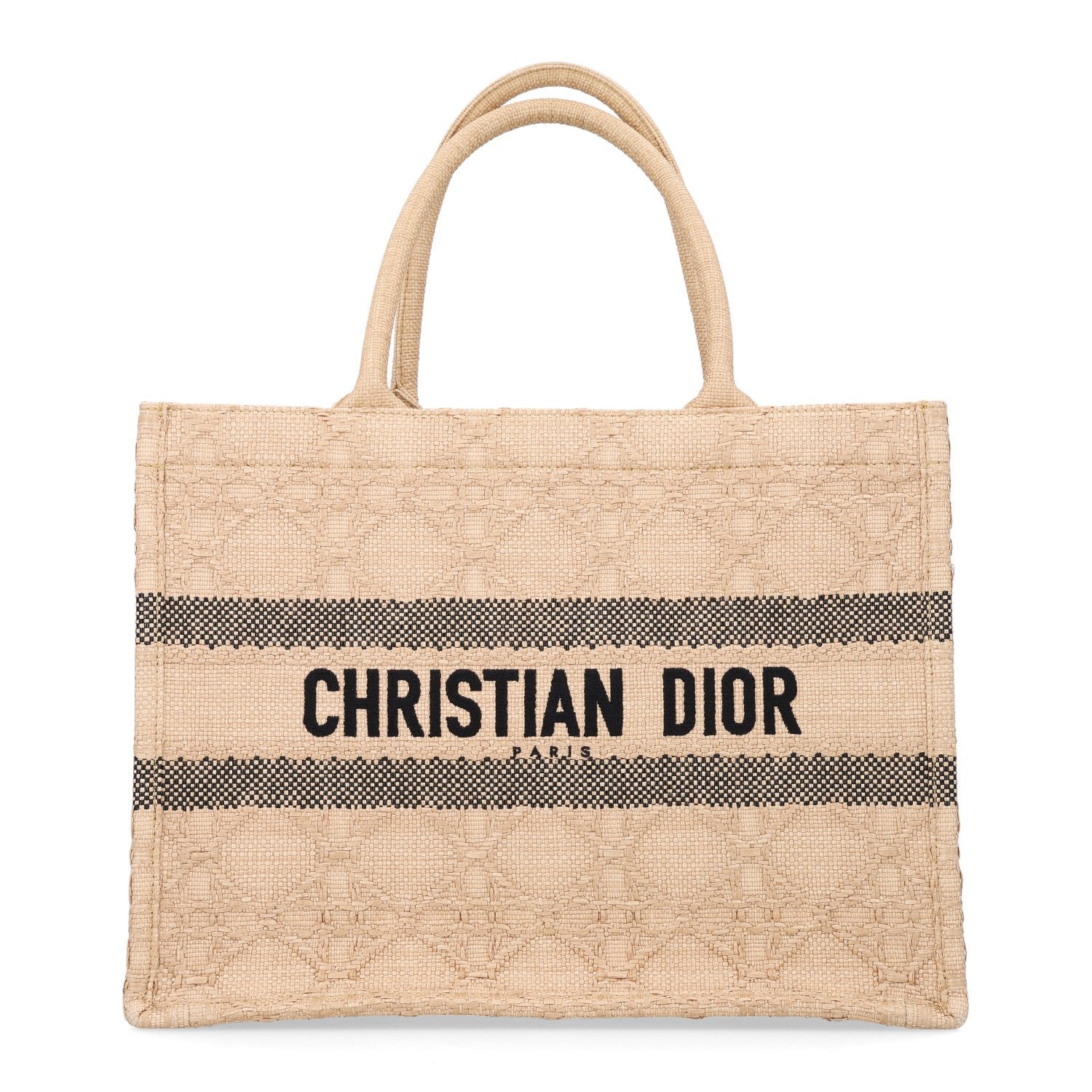 Christian Dior Raffia Cannage Medium Book Tote Natural