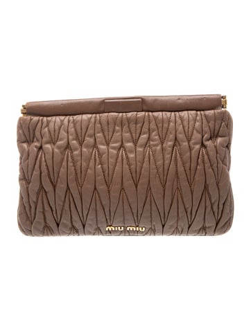 Leather 'Matelasse Leather Clutch'