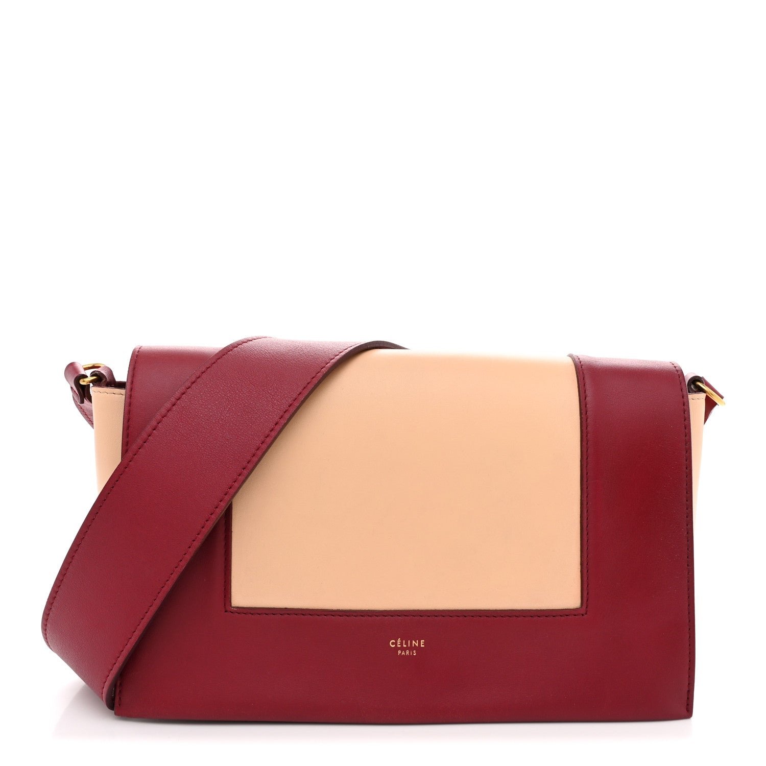 Celine Shiny Smooth Calfskin Medium Frame Shoulder Bag Ruby Nude