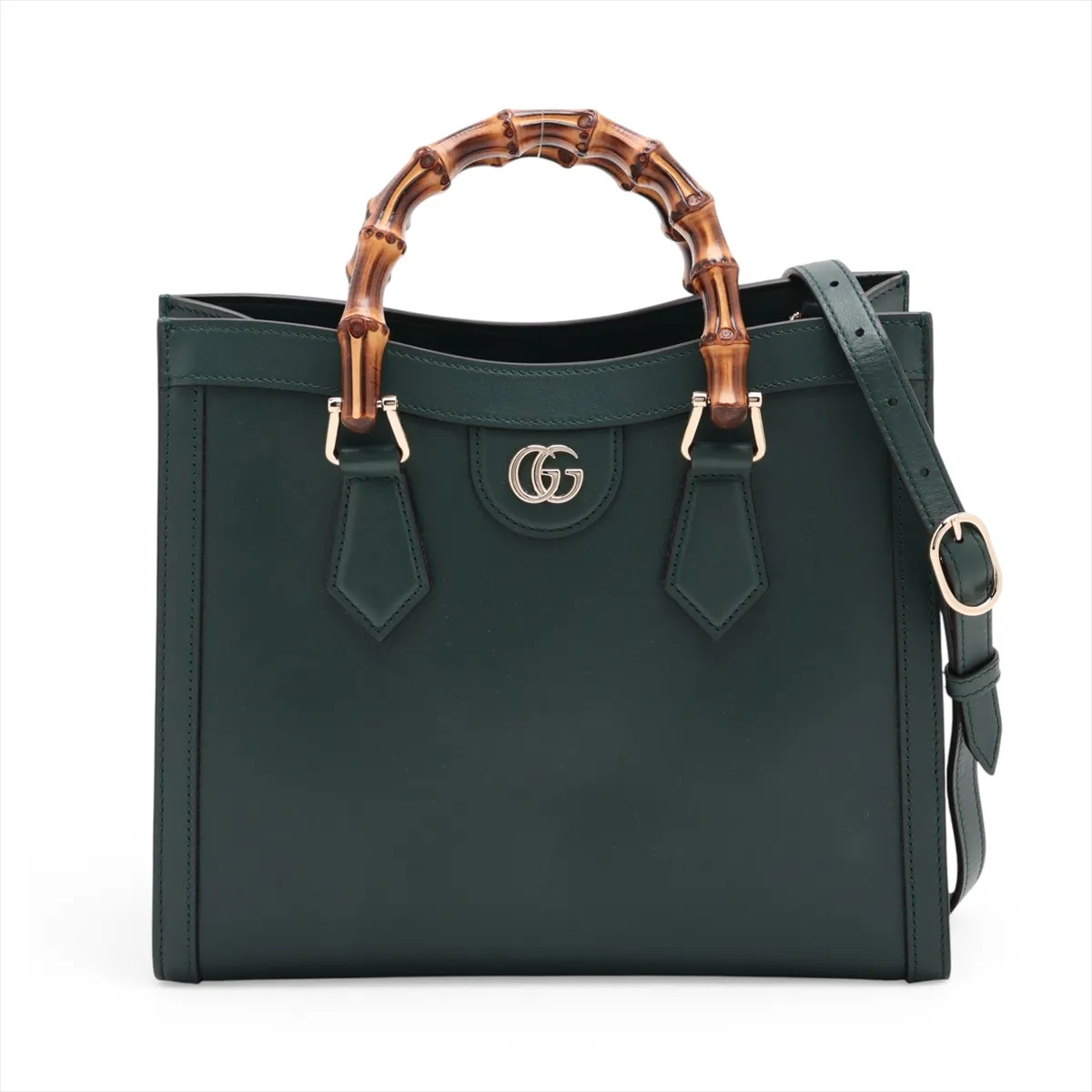 Gucci Bamboo Diana 853226 Leather 2 Way Handbag Green