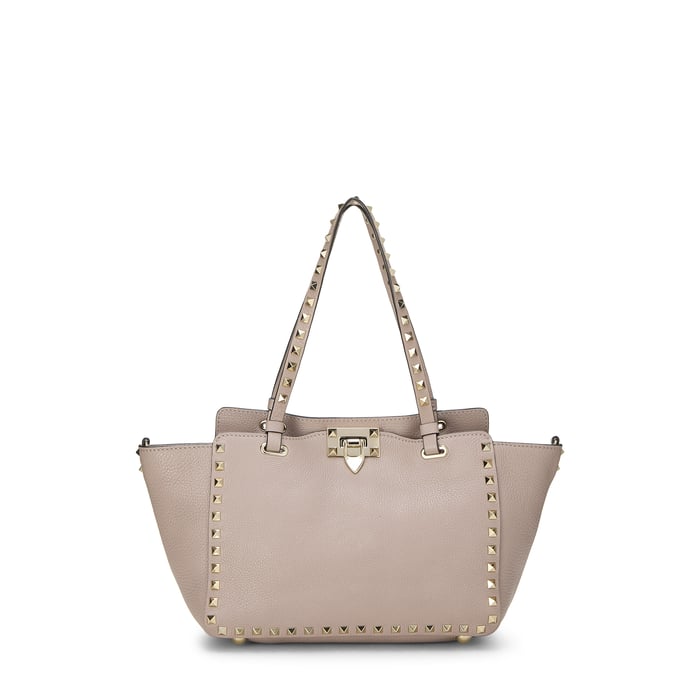 Valentino Pink Leather Rockstud Tote Bag