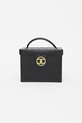1994 Large Leather Circle CC Vanity Case Bag