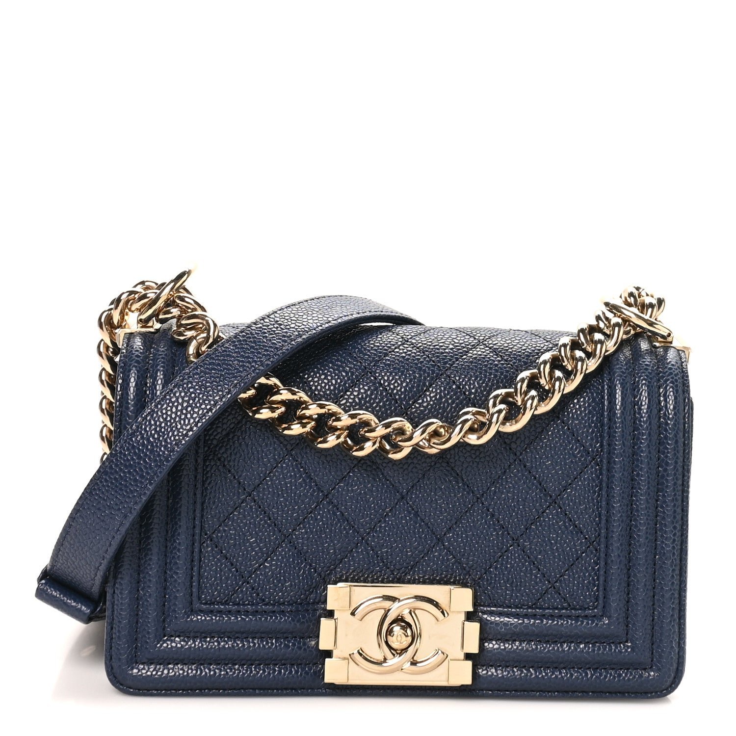 Chanel Caviar Quilted Small Boy Flap Navy