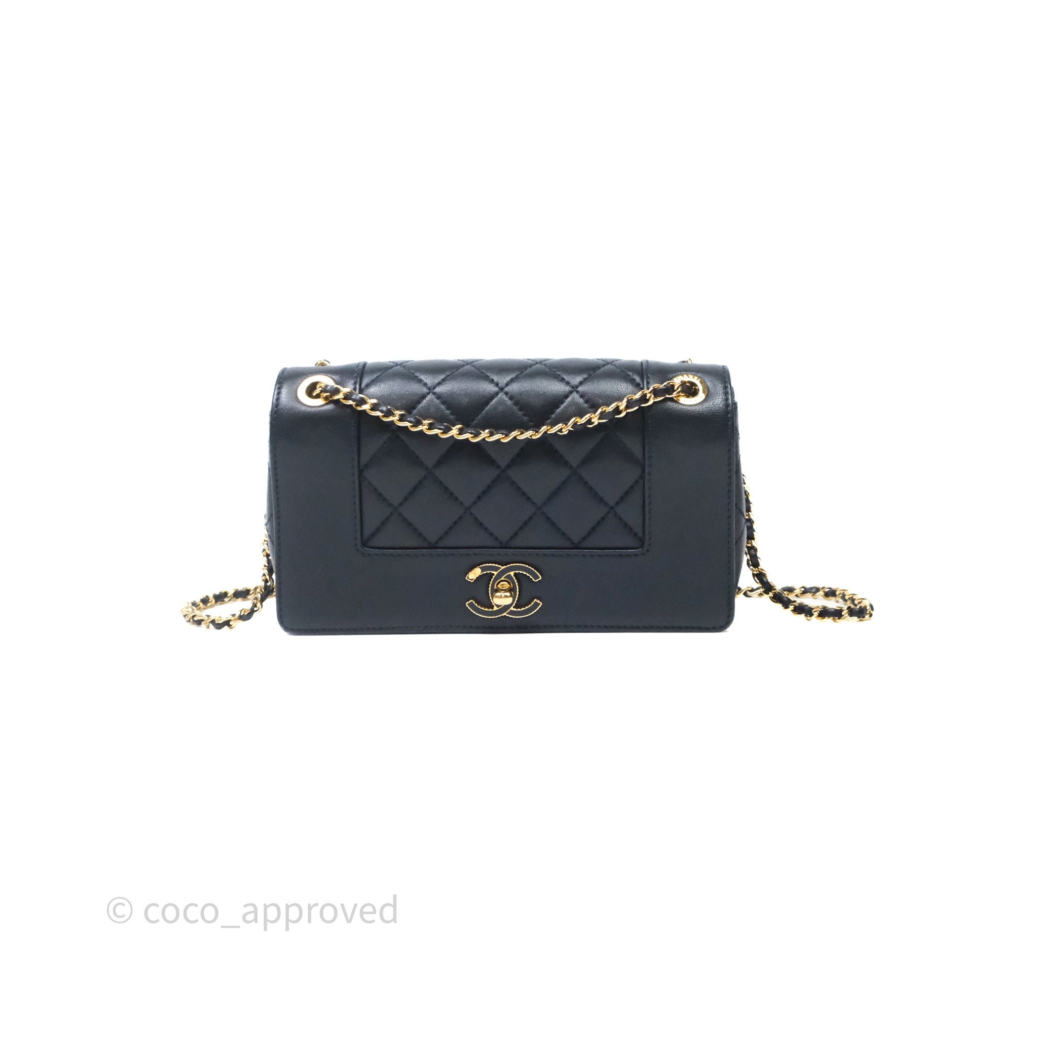 Chanel Small Vintage Mademoiselle Flap Navy Sheepskin Gold Hardware