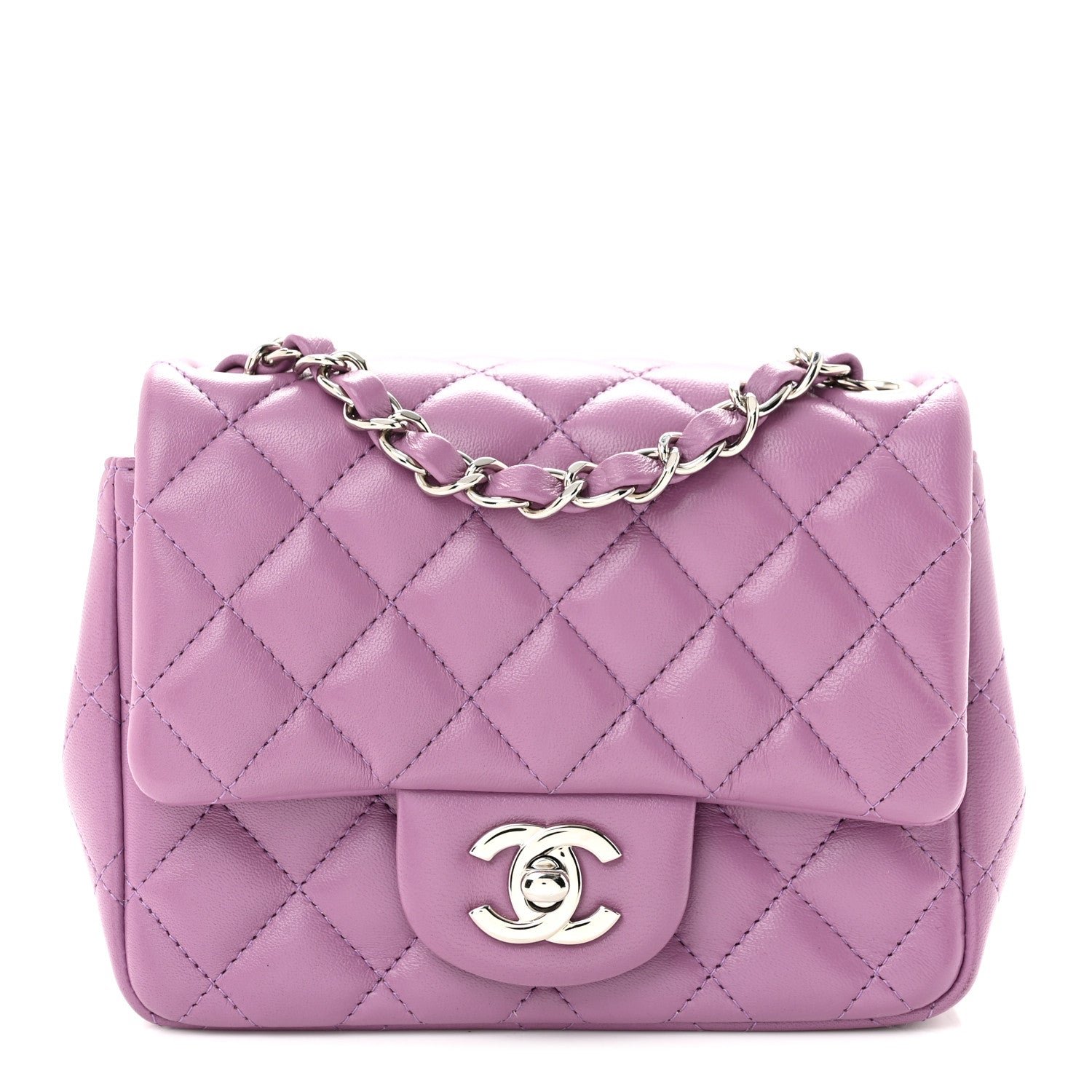 Chanel Lambskin Quilted Mini Square Flap Purple