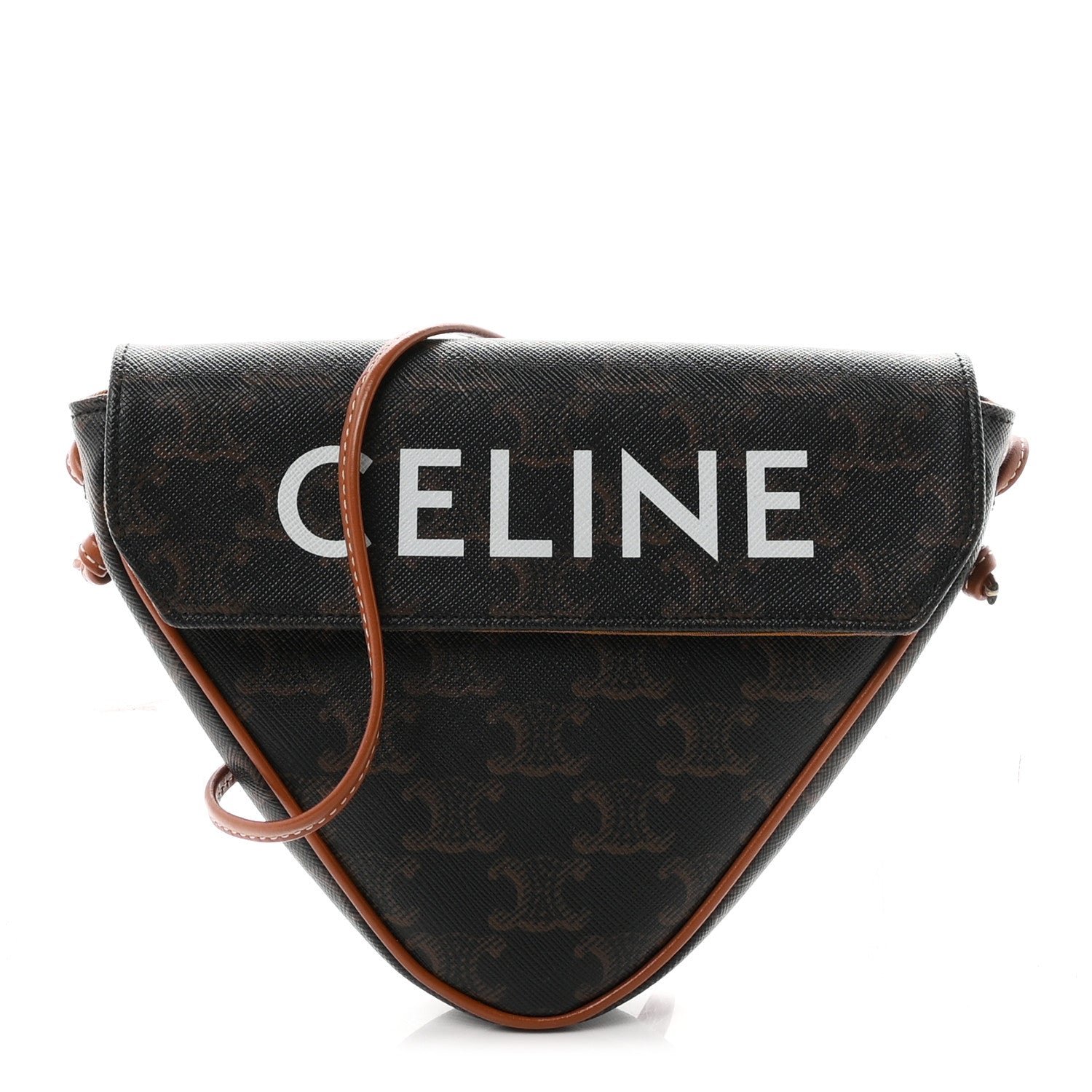 Triomphe Canvas Triangle Crossbody Bag Tan