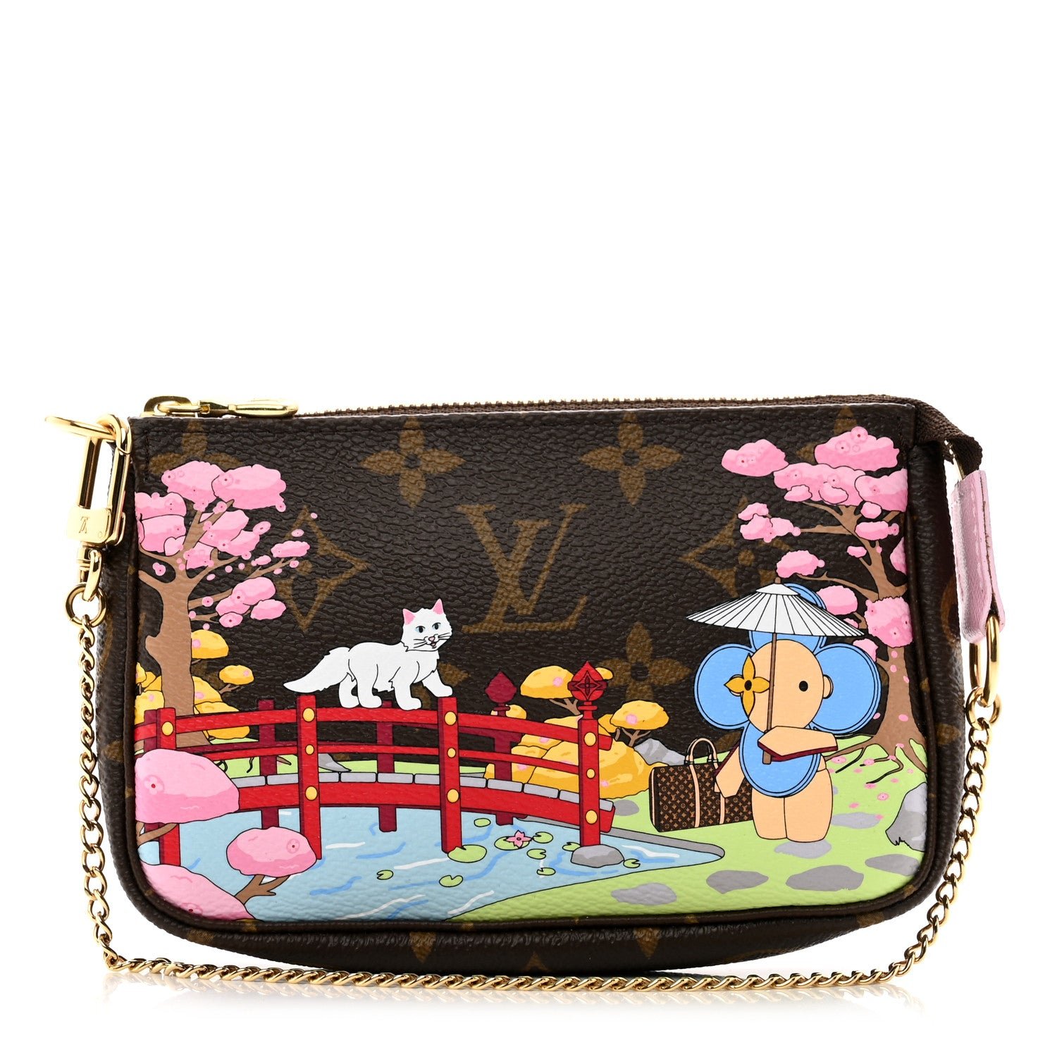 Louis Vuitton Monogram 2021 Christmas Animation Japanese Garden Mini Pochette Accessories Wisteria Pink