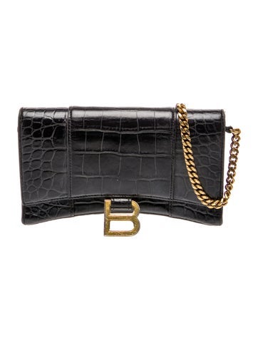 Embossed Leather Women's Hourglass Wallet On Chain XS