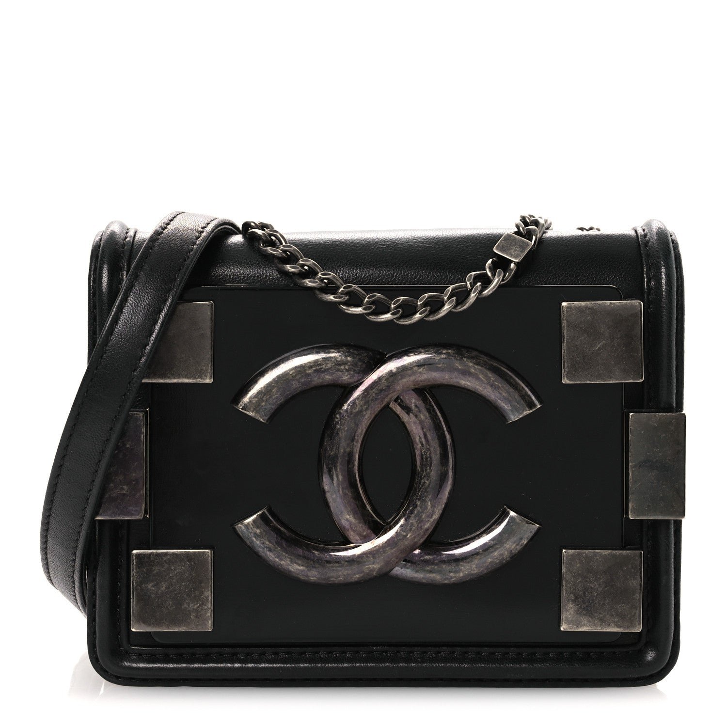 Chanel Plexiglass Lambskin Mini Boy Brick Flap Black