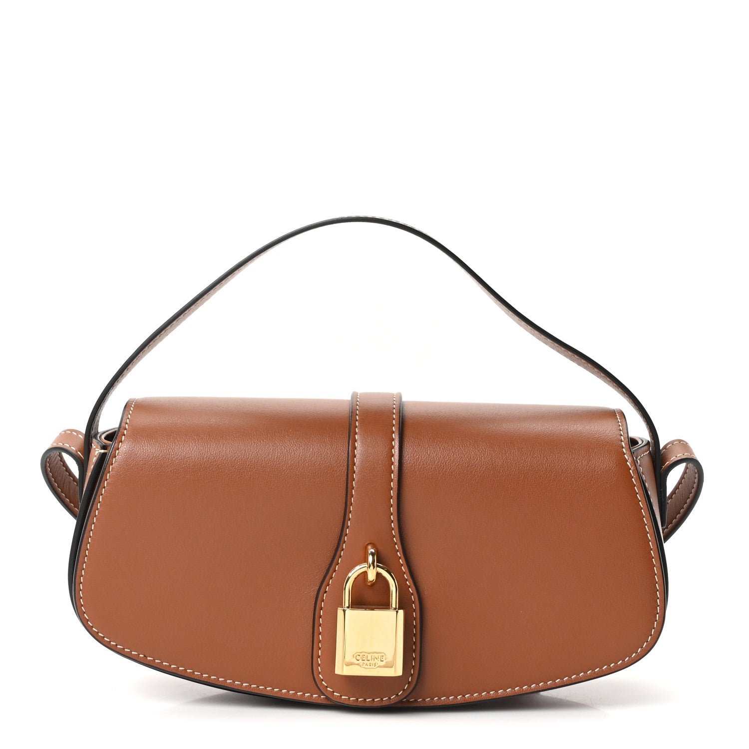 Celine Smooth Calfskin Tabou Clutch on Strap Tan