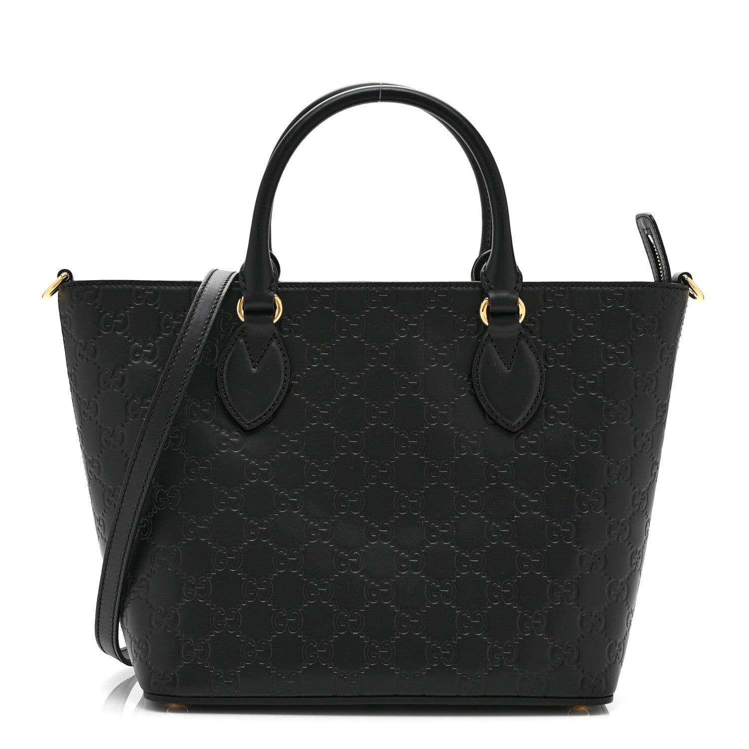 Gucci Guccissima Small Zippered Bucket Tote Black