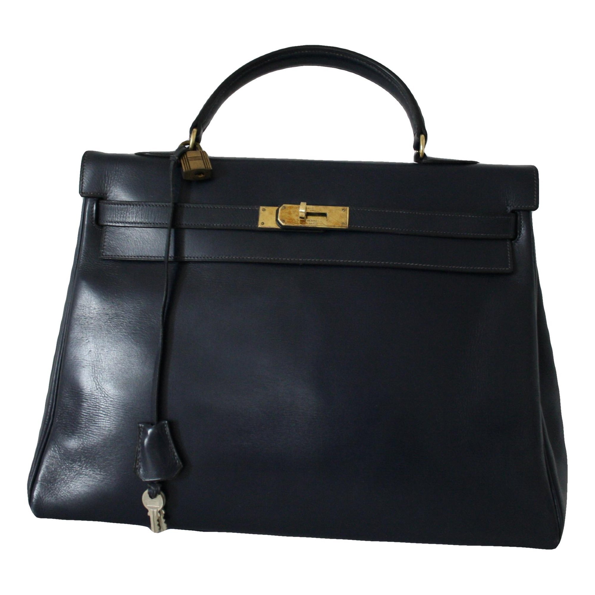 Hermes Kelly 35 Handbag Navy