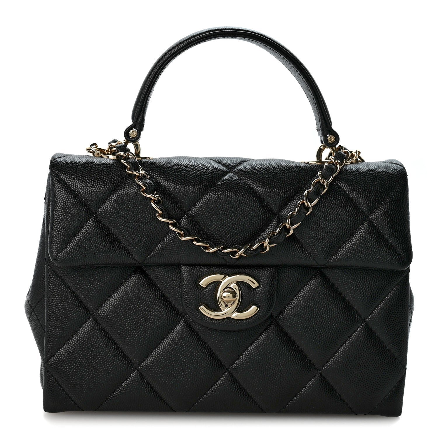 Chanel Caviar Quilted Mini Retro Twist Top Handle Flap Black