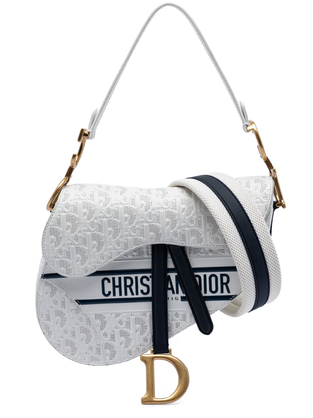 2021 Perforated Oblique Embossed Calfskin Saddle Bag shoulder bag