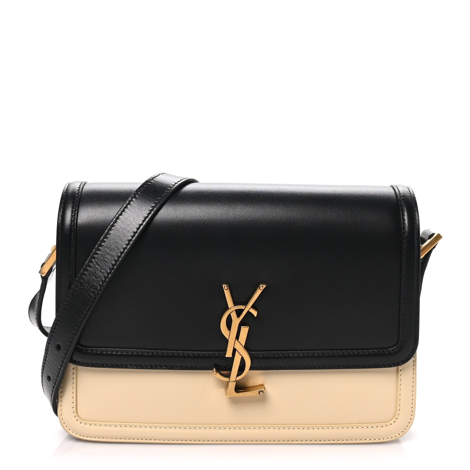 Saint Laurent Soft Ultracalfskin Monogram Medium Solferino Satchel Black Burro