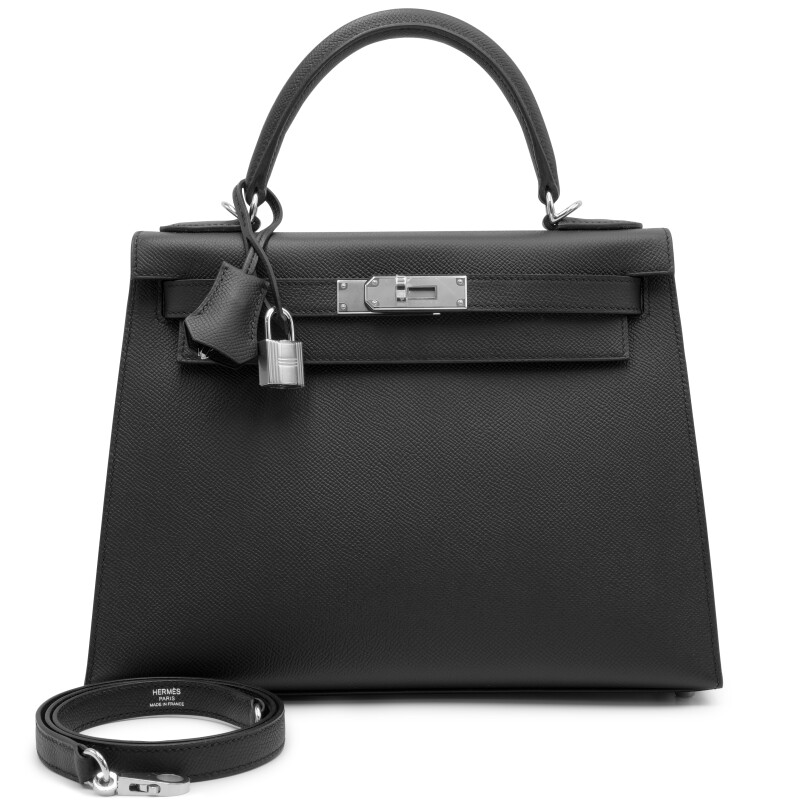 Hermes Black Epsom Sellier Kelly 28 Palladium Hardware