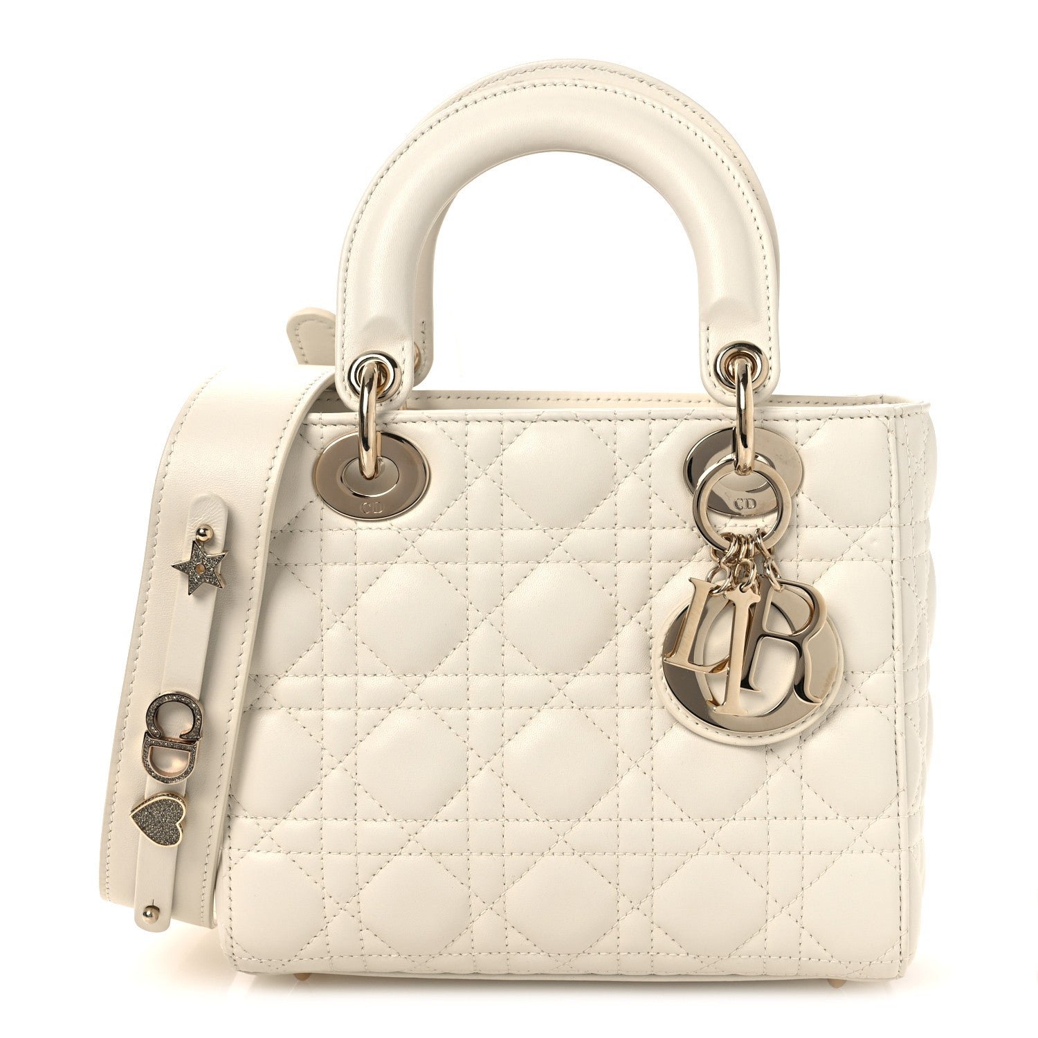 Christian Dior Lambskin Cannage Small My ABCDior Lady Dior White
